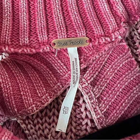 NWT Free People Half Moon Bay Pullover Sweater Cold Shoulder Long Sleeve Red - Picture 6 of 7
